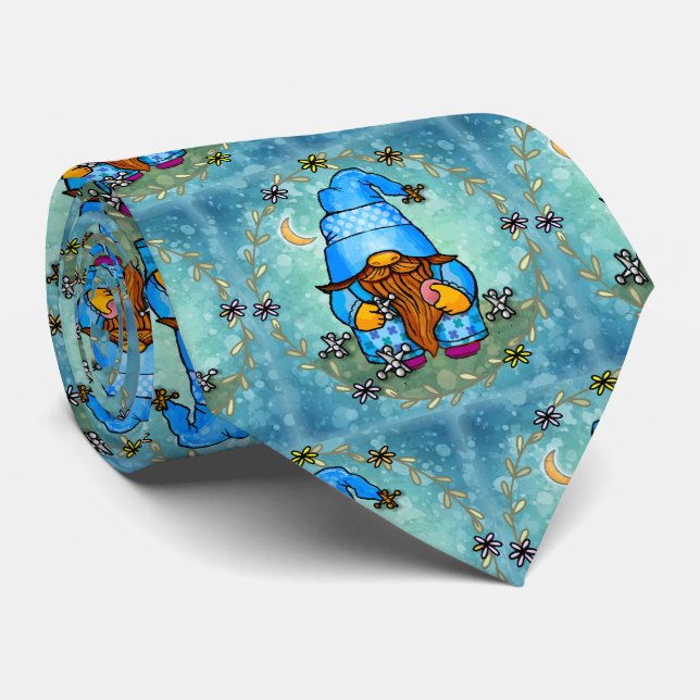 Cravate Gnome jouant des jacks (Roulé)