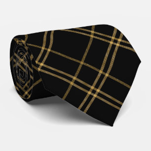 Cravate Gold and Black Elegant Plaid