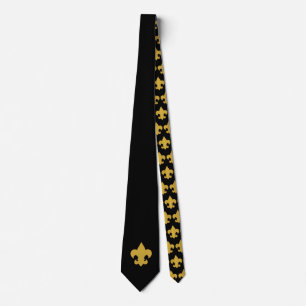 Cravate Gold Fleur De Lis en noir