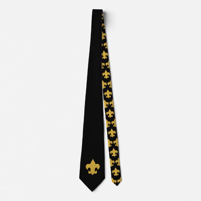 Cravate Gold Fleur De Lis en noir (Devant)