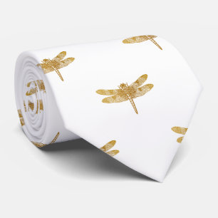 Cravate Golden Dragonfly Repeat Gold Metallic Foil