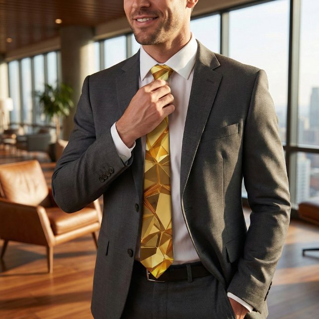 Cravate Golden Faceted Crystal Geometric (Créateur téléchargé)