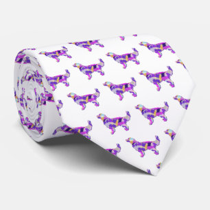 Cravate Golden Retriever Chien Silhouette Purple Blanc Cou