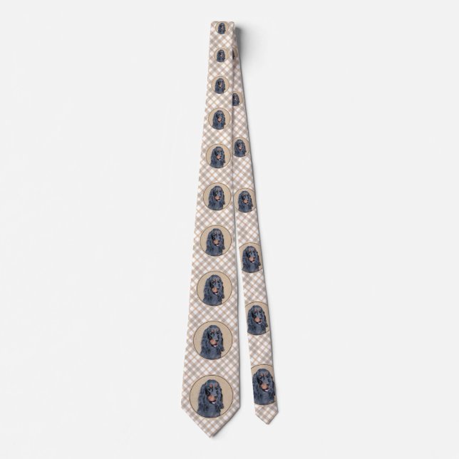 Cravate Gordon Setter Peinture - Joli art original chien (Devant)