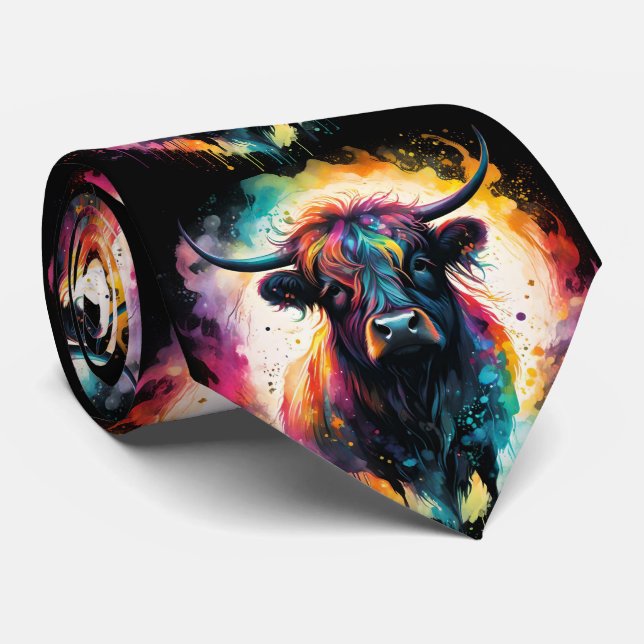 Cravate Grace Ghoost : Vache Holographique Spectrale, (Roulé)