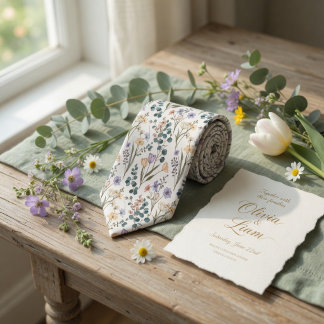 Cravate Graceful Pastel Wildflowers