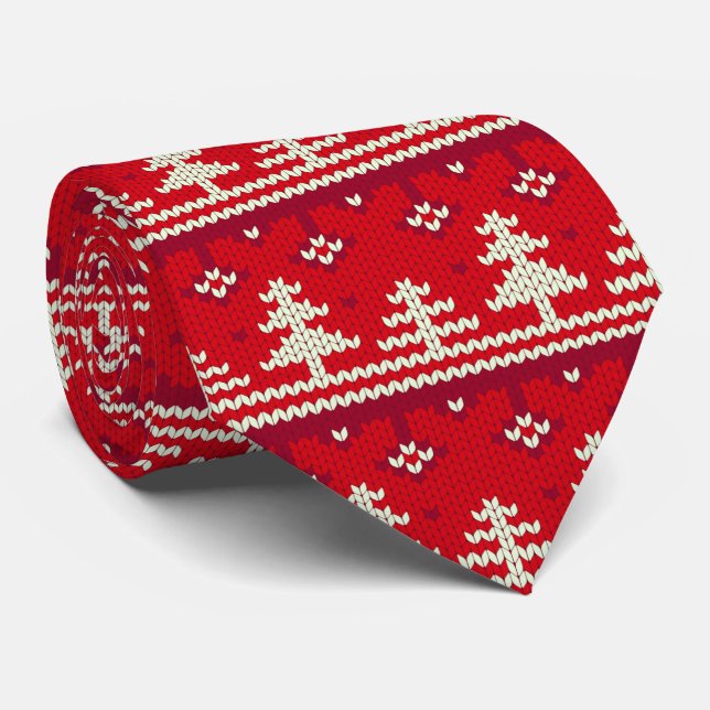 Cravate Grand Chandail de Noël en pointillé Regarder un ar (Roulé)
