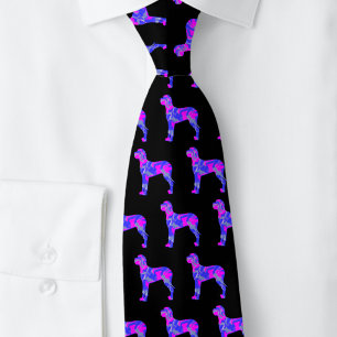 Cravate Grand Chien Danse Cute Rose Silhouette Noir Cou