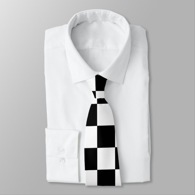 Cravate Grand damier noir et blanc (Attaché)