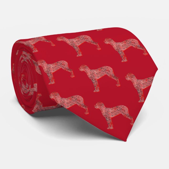 Cravate Grand Danse Chien de Noël Silhouette Rouge Cou (Roulé)