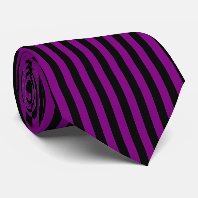 Cravate Grandes bandes verticales violettes et noires (Roulé)