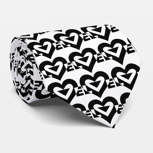 Cravate Graphique d'amour cool, noir (Roulé)