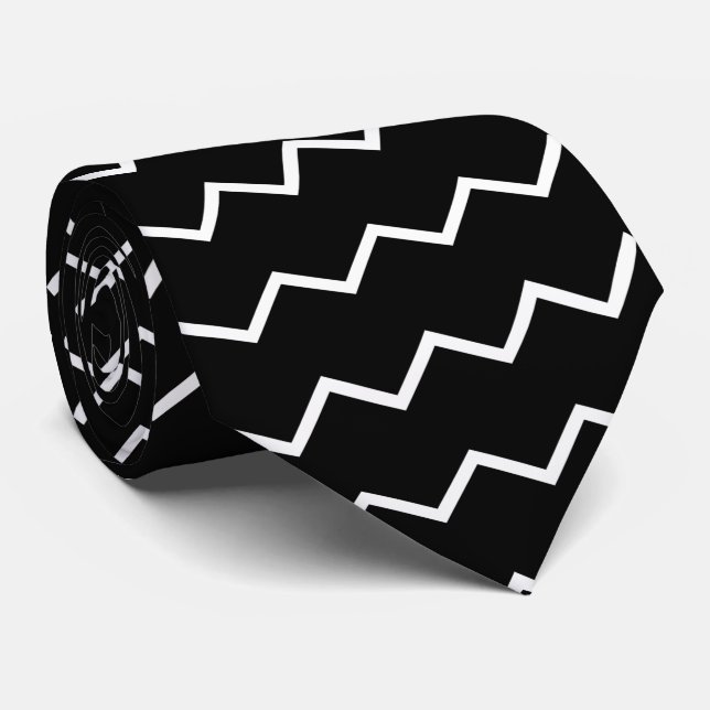 Cravate graphique noir et blanc (Roulé)