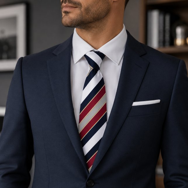 Cravate Gras Classique Navy Rouge Blanc Rayure Bonbon (Créateur téléchargé)