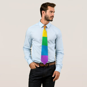 Cravate Gras LGBT Pride Rainbow Necktie - Style de peintur