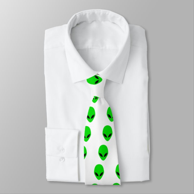 Cravate Green Alien Head pattern (Attaché)