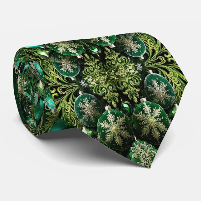 Cravate Green Decorative Ornaments Holiday Neck Tie (Roulé)