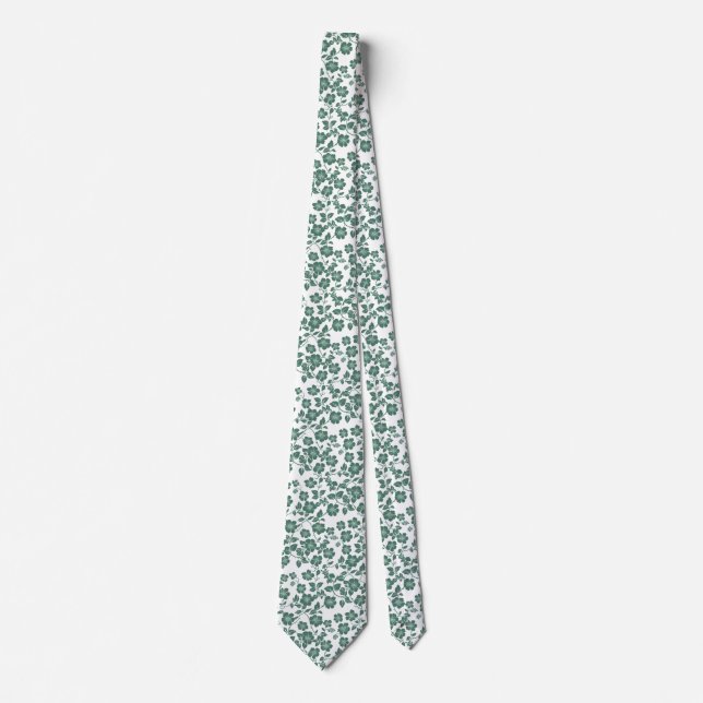 Cravate Green Floral Mariage Groomsmen Groom Cadeau (Devant)