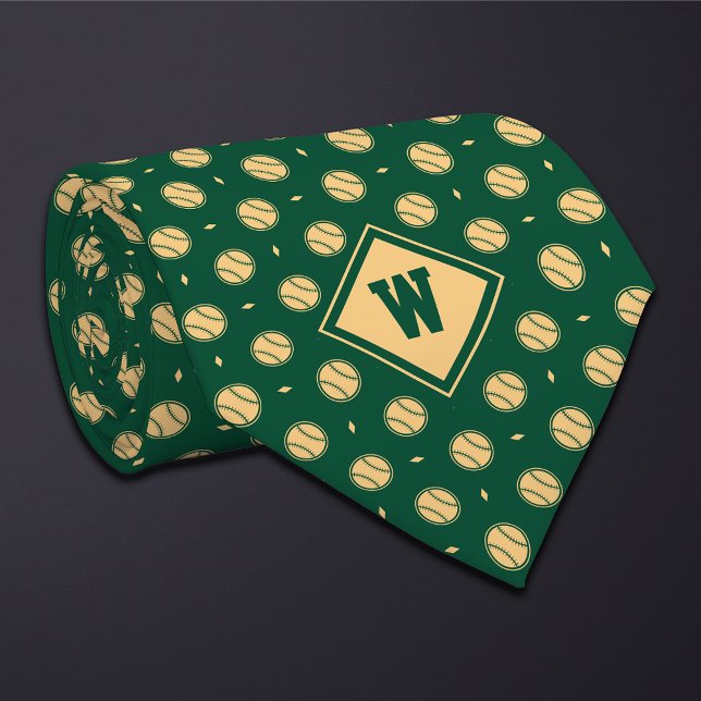 Cravate Green Gold Baseball Icon Necktie (Créateur téléchargé)