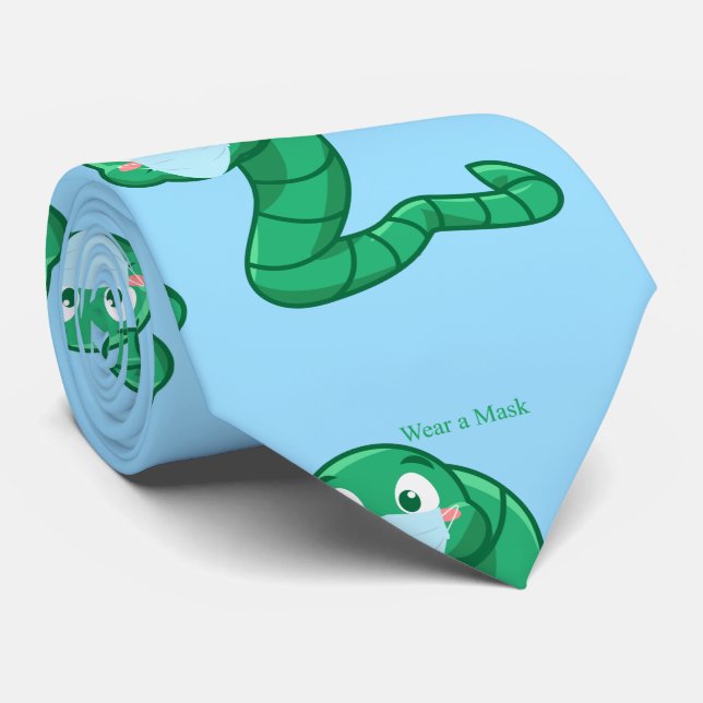 Cravate Green Kawaii Worm Thunder_Cove (Roulé)