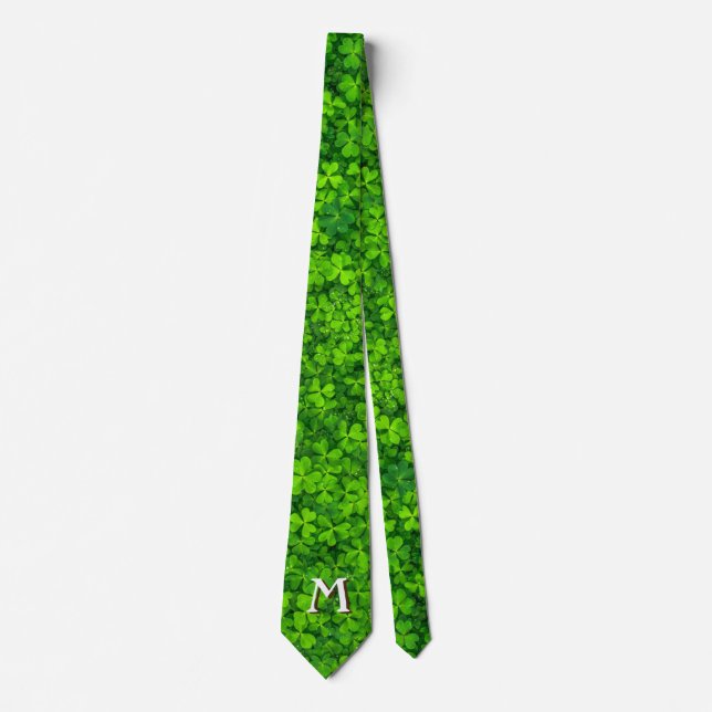 Cravate Green Leaf Party avec Monogramme (Devant)