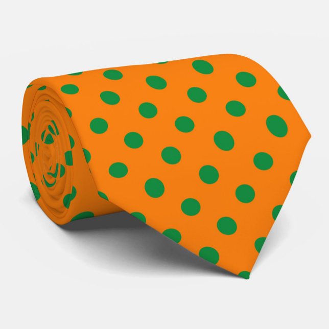 Cravate Green On Orange Pois Design Motif (Créateur téléchargé)