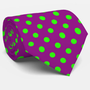 Cravate Green On Purple Pois Design Motif