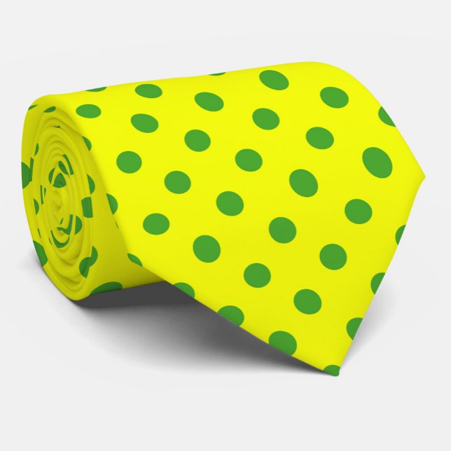 Cravate Green On Yellow Polka Dots Pattern Design  (Créateur téléchargé)