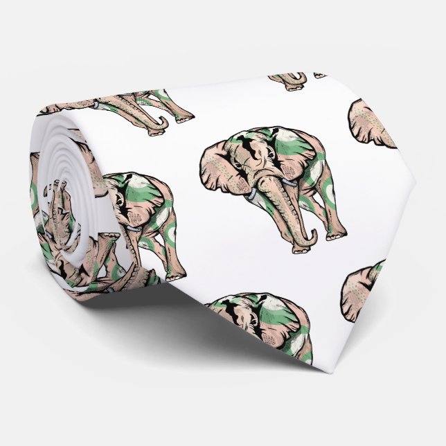 CRAVATE GREEN PAINTED ELEPHANT (Roulé)