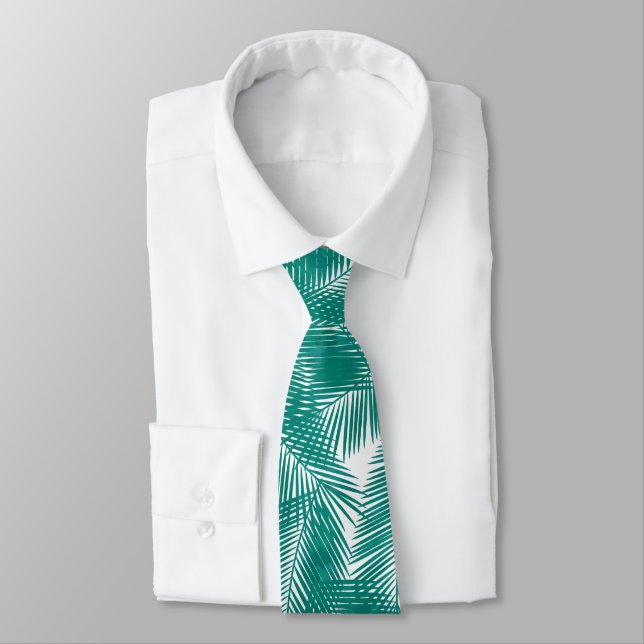 Cravate Green Tropical Palm Feuille Motif (Attaché)
