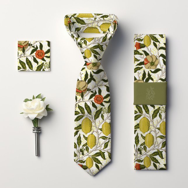 Cravate Grenades Citrons Fruits Jaunes William Morris (Créateur téléchargé)