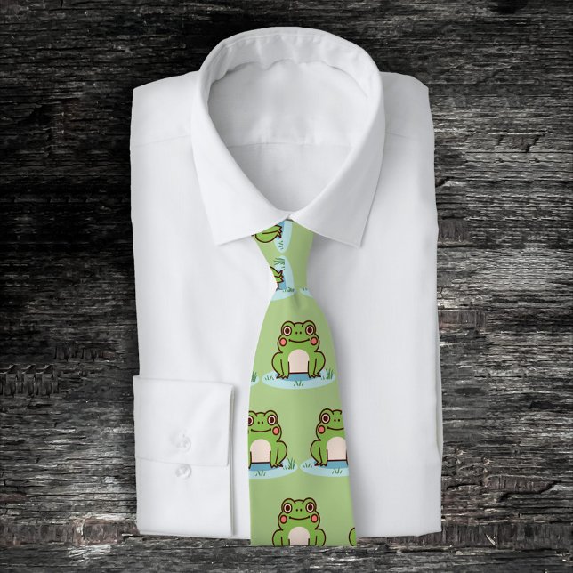 Cravate Grenouille mûre (Cute Frog Green Neck Tie)