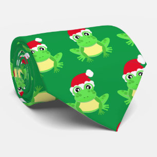 Cravate Grenouille verte de Noël Santa Hat Motif Nouveauté