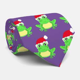 Cravate Grenouille violette de Noël Santa Hat Motif nouvea