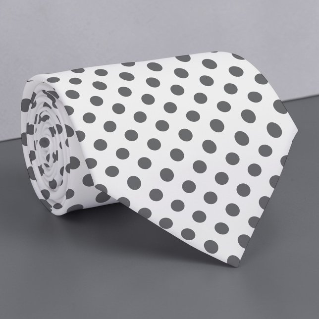 Cravate Grey on White Mini Polka Dots Necktie (Créateur téléchargé)