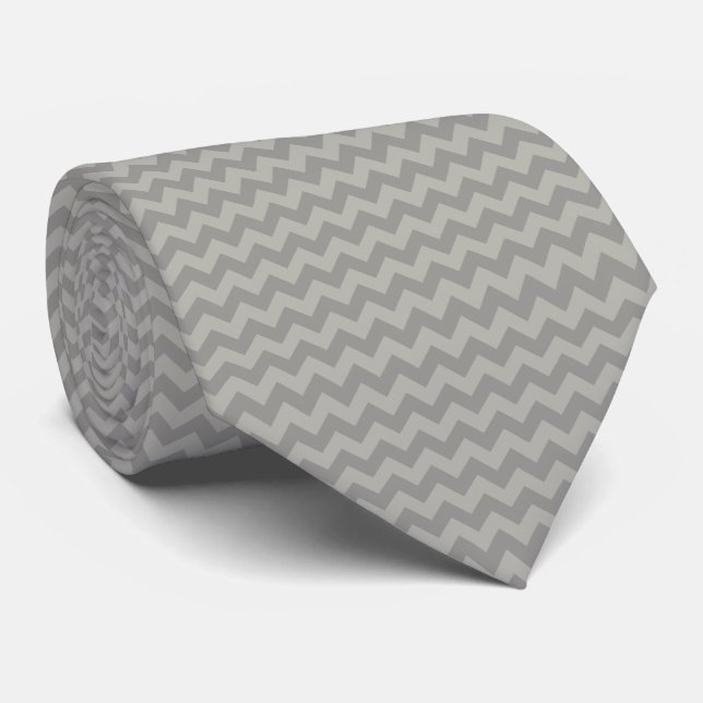 Cravate Grey Zigzag, Grey Chevron, Motif géométrique (Roulé)