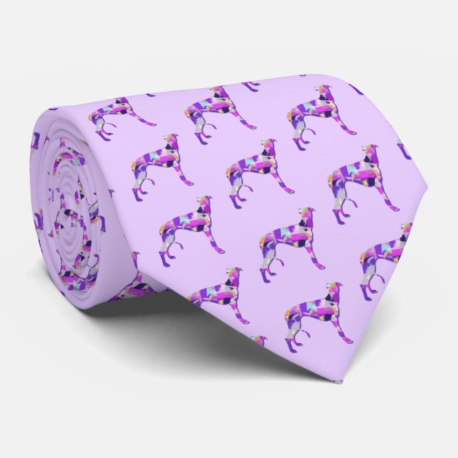 Cravate Greyhound Lurcher Chien Silhouette Purple Clair Co (Roulé)