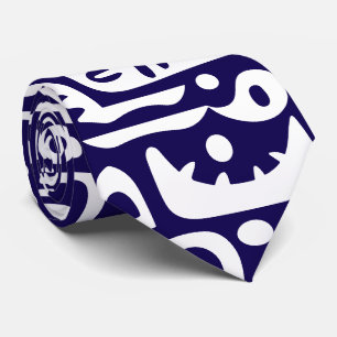 Cravate gribouillis bleu foncé et blanc 7 sur 7