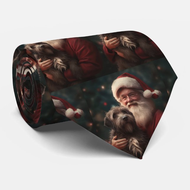 Cravate Griffon à poil dur Saint-Nicolas Noël (Roulé)