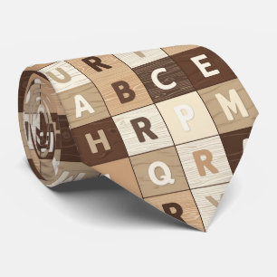 Cravate Grille de lettres en bois