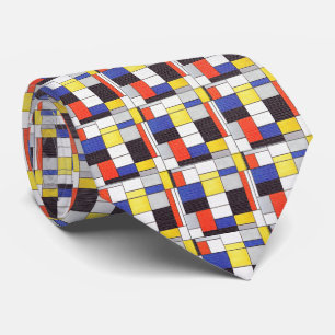 Cravate Grille Mondrian – Blocs d'art abstrait