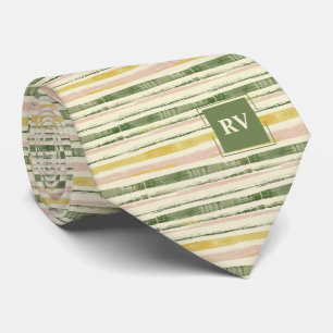 Cravate Grille verte et rose