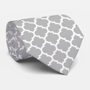 Cravate Gris Blanc Marocain #5 gris foncé Nom Monogramme
