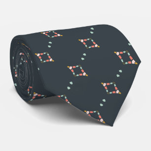 Cravate Gris Bleu Foncé Petit Motif Géométrique