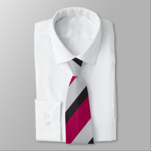 Cravate Gris Charbon et framboise profonde Bande régimenta