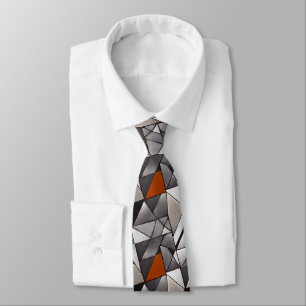 Cravate Gris d'argent et cuivre géométriques pour hommes