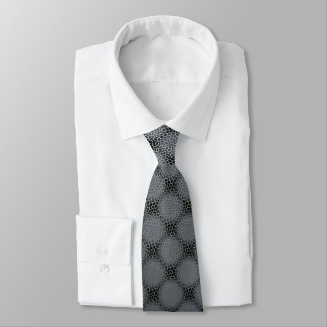 Cravate Gris Diamant Motif Écran Galets (Attaché)