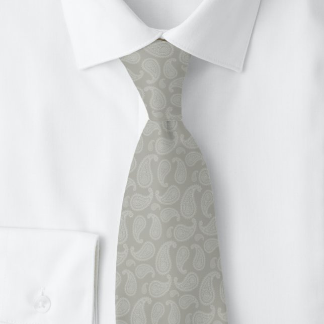 Cravate Gris Dove Paisley (Créateur téléchargé)