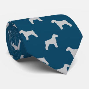 Cravate Gris et bleu de motif de silhouettes de chien de