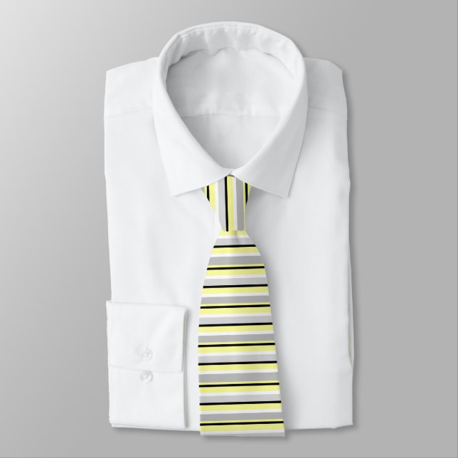Cravate Gris et jaune rayé élégant (Attaché)